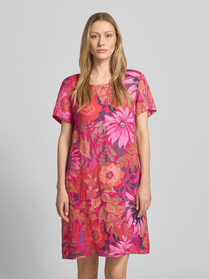 ZABAIONE Knielanges Kleid aus Leinen-Mix Modell 'La44ra' Pink 4
