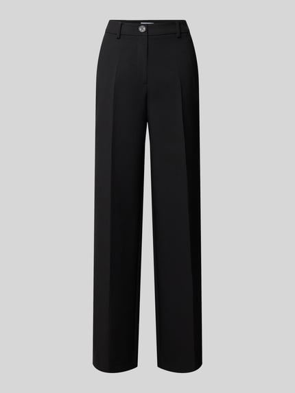 Produktfoto, Hose mit Bügelfalten von MORE & MORE in Schwarz, Material-Mix mit Viskose-Anteil, Regular Fit, strukturierte Oberfläche