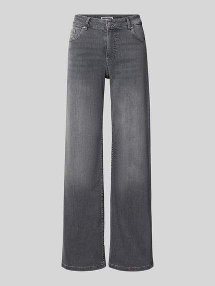 Produktfoto, Wide-Leg-Jeans mit Stretch-Anteil und mittelhohem Bund von REVIEW in Grau, elastischer Bio-Baumwoll-Mix, 5-Pocket-Design, glatte Textur