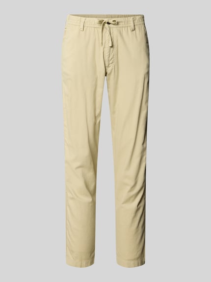 Produktfoto, Relaxed Fit Hose aus Baumwoll-Leinen-Mix Modell 'KANE' von Jack & Jones, beige, elastischer Bund mit Schnürung, Gesäßtaschen, Herrenhose mit lockerer Passform, glatte, leichte Textur, Bundweite 42 cm, Innenbeinlänge 82 cm.