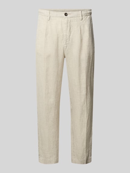 Produktfoto, Hose mit Gesäßtaschen Modell 'PANTALACCIO LINO' von MARKUP in Beige aus reiner Baumwolle, Regular Fit, glatte Textur, Vorderansicht.