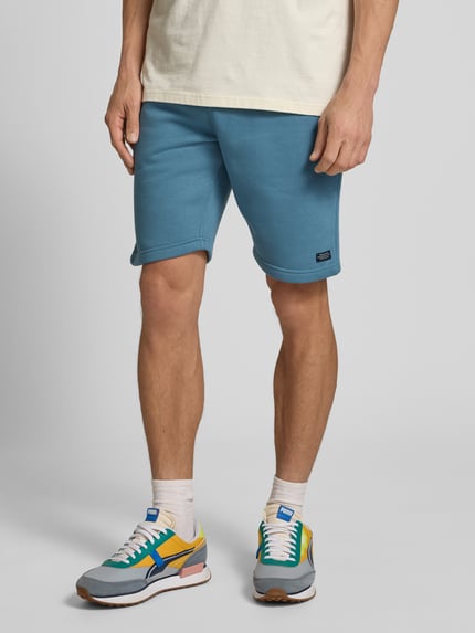 Blend Szorty z dzianiny dresowej o kroju regular fit z naszywką z logo Szaroniebieski 4