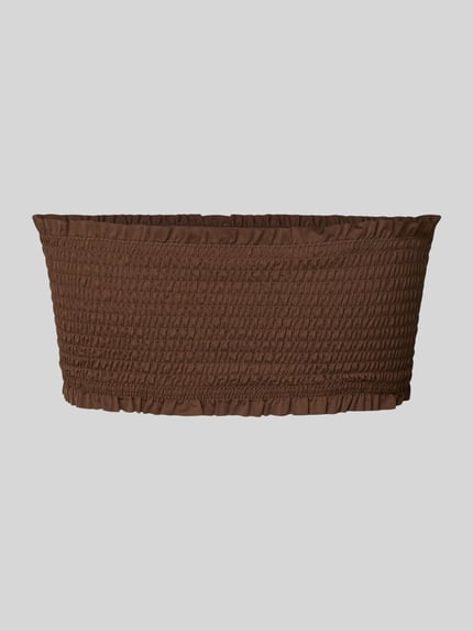 Productfoto, bruin Bandeau-Top met smok-details, nauwsluitende pasvorm, stretchmateriaal, model 'SKIN LOBSTER' van Neo Noir