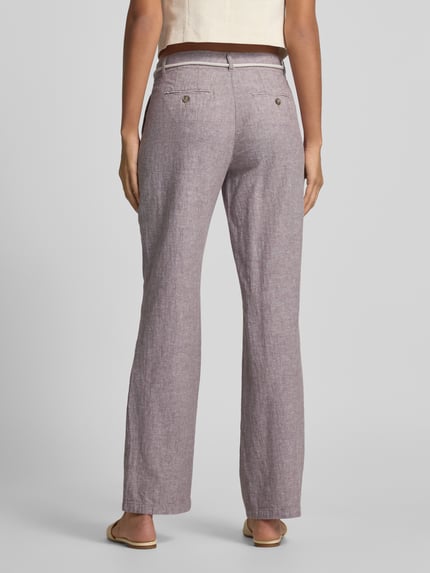 Christian Berg Woman Stoffhose aus Leinen-Baumwoll-Mix mit Bindegürtel Camel Melange 5