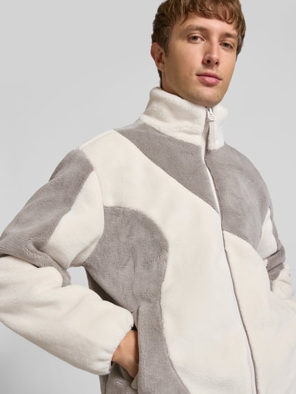 ONLY & SONS Regular Fit Fleecejacke mit Stehkragen Hellgrau 3