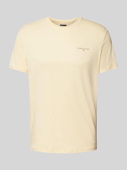 Tommy Jeans Regular Fit T-Shirt aus reiner Baumwolle mit Label Print Hellgelb 2
