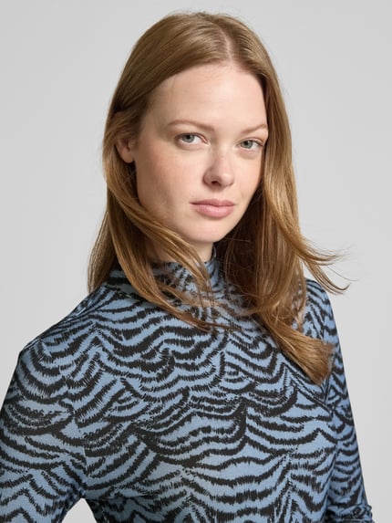 Scotch & Soda Bluzka z mieszanki wiskozy z długim rękawem i stójką Ciemnoniebieski 3