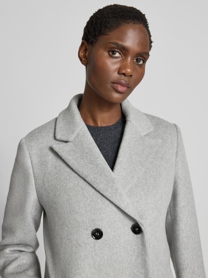 Christian Berg Woman Selection Regular fit lange wollen jas met viscose Lichtgrijs gemêleerd - 3