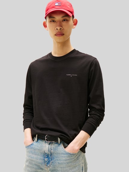 Tommy Jeans Slim Fit Langarmshirt aus reiner Baumwolle BLACK 4