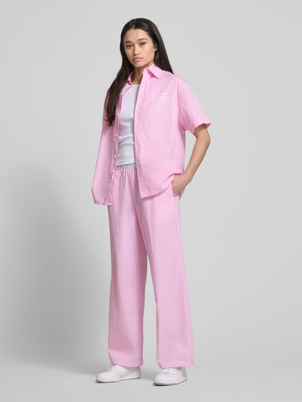 ANOTHER COTTON LAB Straight Leg Pyjama-Hose mit Label-Patch Pink 1