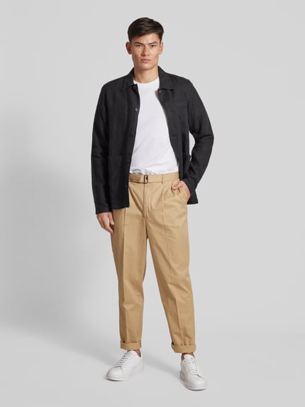 Michael Kors Chinosy z materiałowym paskiem Khaki 1