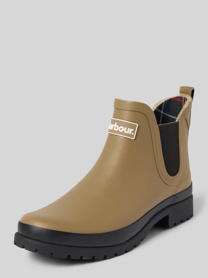Produktfoto, Stiefel mit Label-Prägung Modell 'Mallow Chelsea Welly' von Barbour in Beige mit schwarzer Sohle, Damen Stiefel / Boots von Barbour