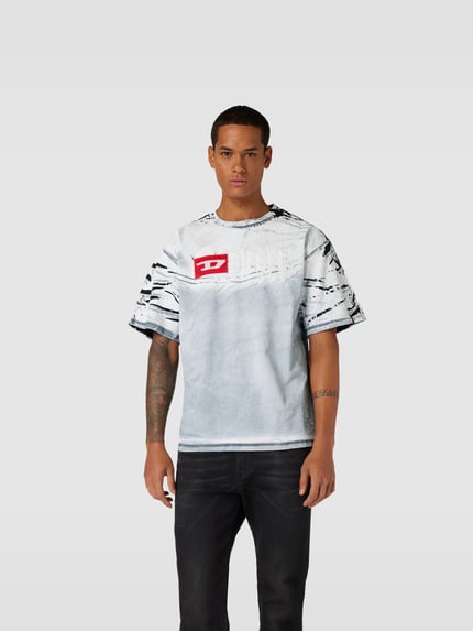 Diesel T-shirt met labeldetail Lichtgrijs - 4