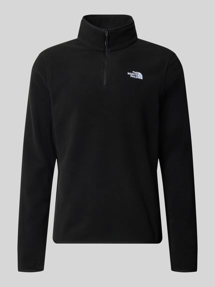 Produktfoto, czarny Fleecepullover mit Troyer-Kragen Modell 'GLACIER' od The North Face, prosty krój, wyhaftowane logo, miękka tekstura