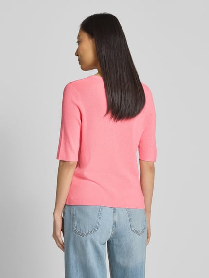 Christian Berg Woman Strickpullover mit geripptem Rundhalsausschnitt Pink 5