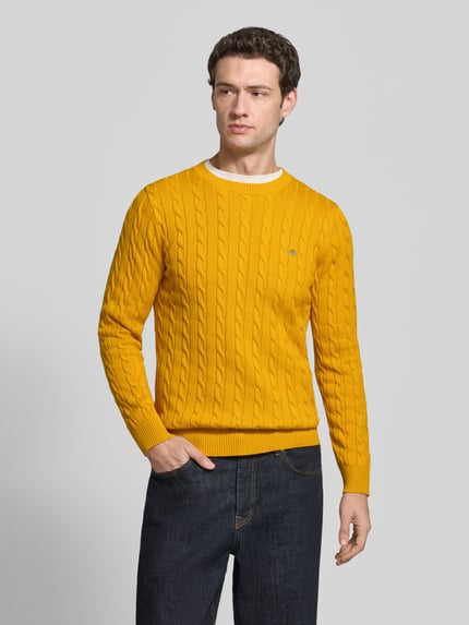 GANT Regular fit pullover met geborduurd logo Donkergeel - 4