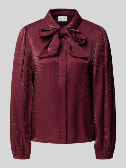Produktfoto, Regular Fit Schluppebluse Modell 'ELOISE' von VILA in Dunkelrot, verdeckte Knopfleiste, strukturierte Oberfläche, Damenmode