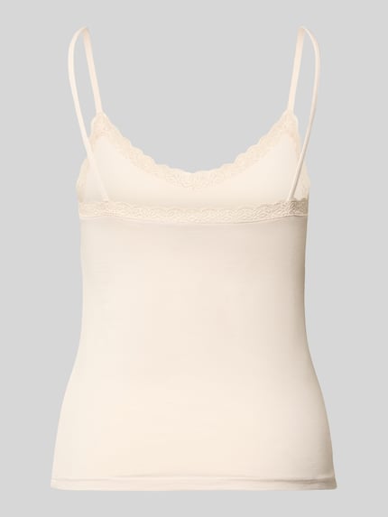 Productfoto, Spitzentop met spaghettibandjes van Jake*s Casual, materiaalmix met stretch, nauwsluitend model, kant, ronde hals