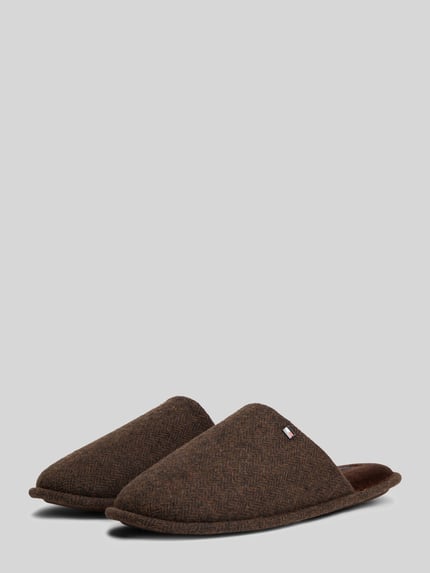 Tommy Hilfiger Hausschuh mit weichem Fleecefutter Mittelbraun 1