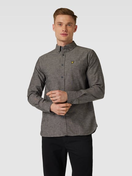 Lyle & Scott Slim Fit Freizeithemd aus Baumwoll-Leinen-Mix Dunkelblau 4