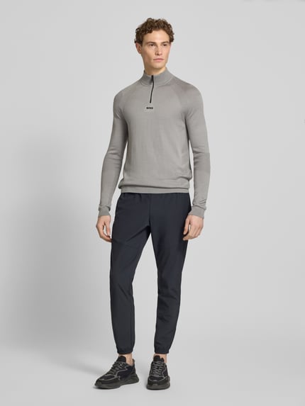 BOSS Green Regular Fit troyer met scheerwol-aandeel model 'TOUR SEAMLESS QZ' Lichtgrijs - 1