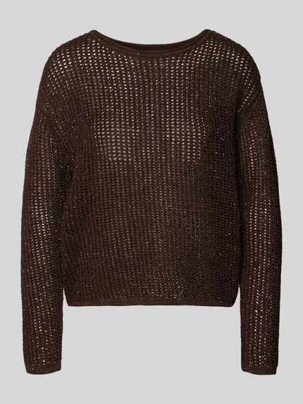 Produktfoto, Relaxed Fit Pullover mit Woll-Alpaka-Anteil von s.Oliver BLACK LABEL, braun, grob gestrickt, lockere Maschenstruktur
