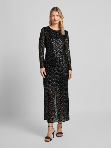 Selected Maxikleid mit Paillettenbesatz Modell 'NOEL' Black 4