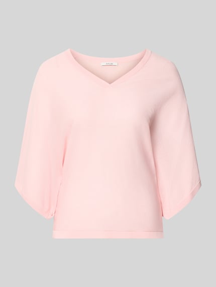 Produktfoto, jasnoróżowy sweter krój regular fit z mieszanki wiskozy model 'Pench' od OPUS, gładka struktura, damski sweter
