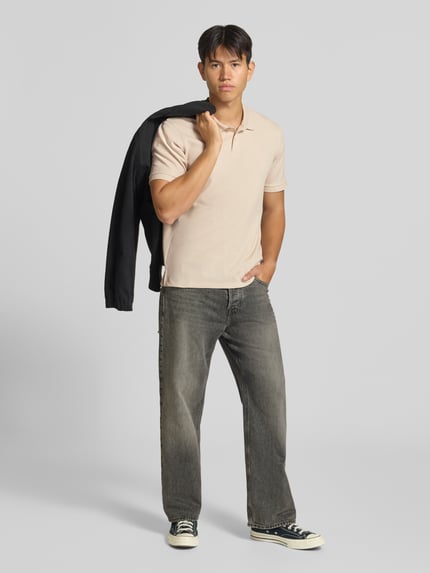 JACK & JONES Regular Fit Poloshirt mit Baumwoll-Anteil Modell 'Austin' Beige 1