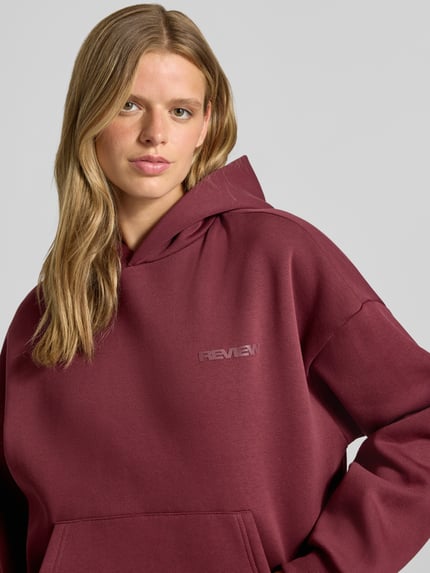 REVIEW Relaxed Fit Hoodie aus Baumwoll-Mix mit Label-Detail Bordeaux 3