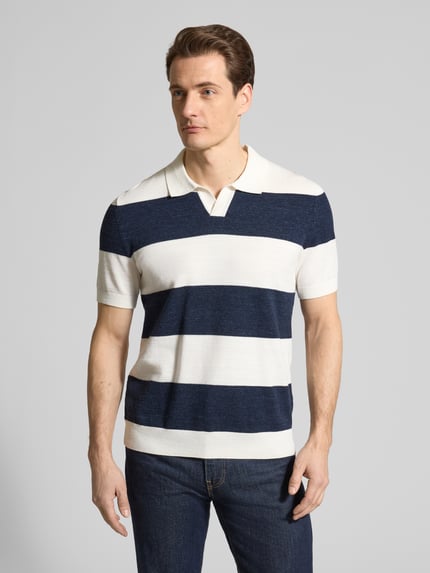 OLYMP Level 5 Slim Fit Poloshirt aus Baumwoll-Mix in Strick-Optik Marine 4