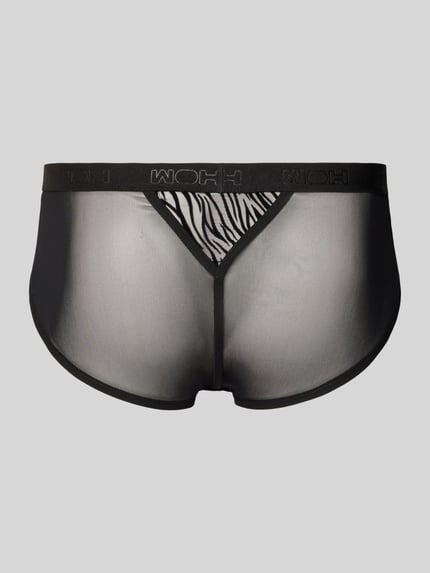 Productfoto, Briefs met Cut Out model 'Personal Allure' van WOH, zwart, semitransparant materiaalmix met stretch, logo-tailleband, achteraanzicht