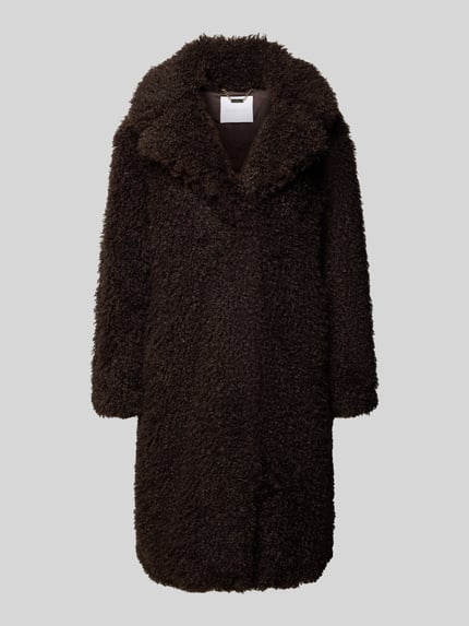 Rich & Royal Mantel aus Teddyfell mit Reverskragen Dunkelbraun 2