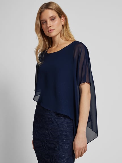 SWING Cocktailjurk met glittereffect en chiffon Marineblauw - 3