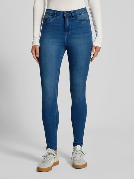 NOISY MAY® Jeansy z wysokim stanem o kroju skinny fit model ‘CALLIE’ Granatowy 4