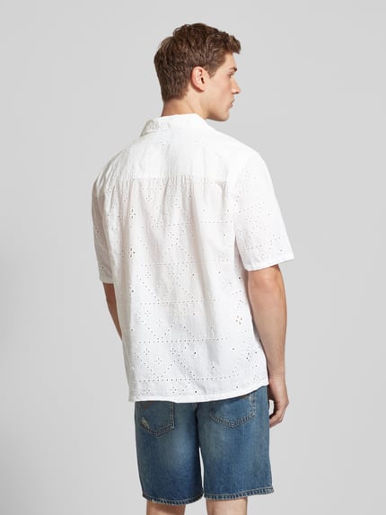 ONLY & SONS Freizeithemd mit Lochmuster Modell 'ARON' Weiss 5