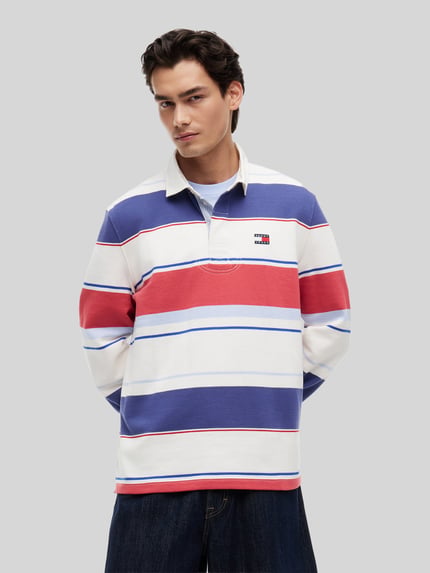 Tommy Jeans Regular Fit Rugbyshirt aus reiner Baumwolle Ecru 4