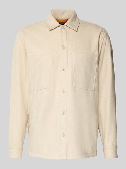 BOSS Orange Loose Fit Freizeithemd mit Woll-Anteil Modell 'LOCKY' Sand 2