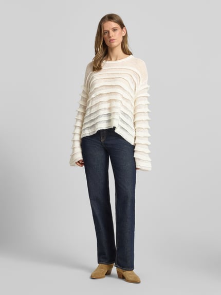 Gina Tricot Sweter dzianinowy w warstwowym looku z okrągłym dekoltem Biały 1