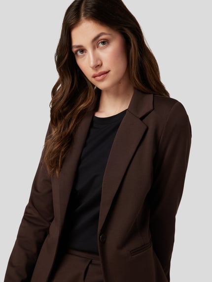 ICHI Blazer met paspelzakken, model 'KATE' Donkerbruin - 3