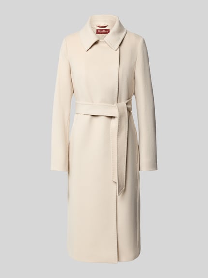 Max Mara Studio Regular Fit Robenmantel aus reiner Schurwolle Modell 'BCOLLAG' Beige 2