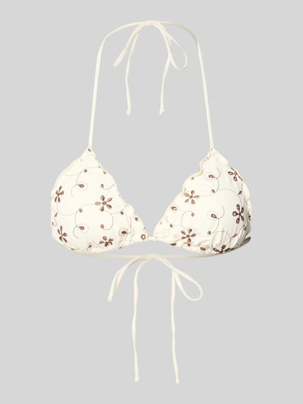 Produktfoto, Bikini-Oberteil in Triangel-Optik Modell 'Sagittarius' von MC2 Saint Barth aus Elastischer-Material-Mix mit Slim-Fit und Florales-Allover-Stitching