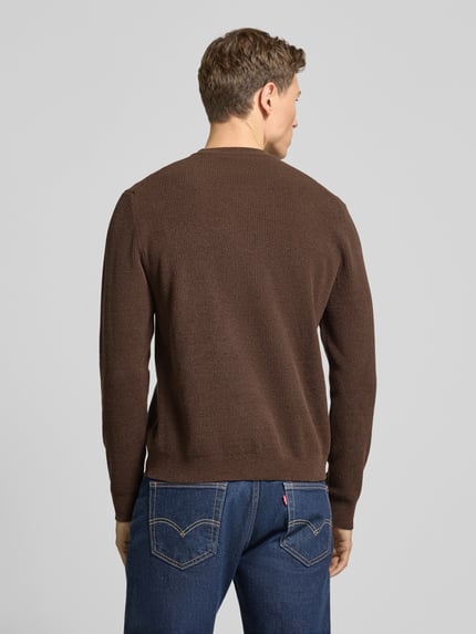 Jake*s Studio Men Sweter z dzianiny z prążkowanymi wykończeniami Czekoladowy 5