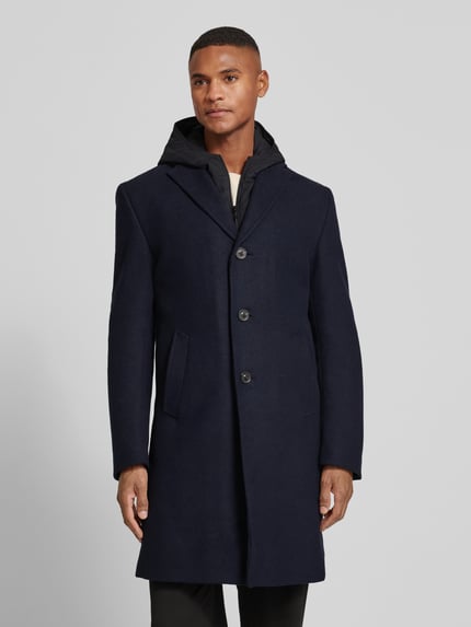 CG – CLUB of GENTS Lange jas met capuchon, model 'MARNI' Marineblauw - 4