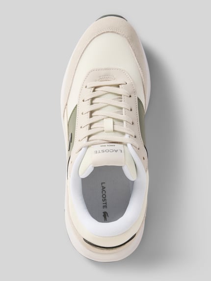 Produktfoto, Low Top Sneaker mit Leder-Details Modell 'RUN SET' von Lacoste, mieszanka skóry, siateczka, welur, wielokolorowe, wytłaczane logo, naszywka, aplikacja z logo z metalu, detal w kontrastowym kolorze, wiązanie, profilowana podeszwa, zaokrąglony nosek