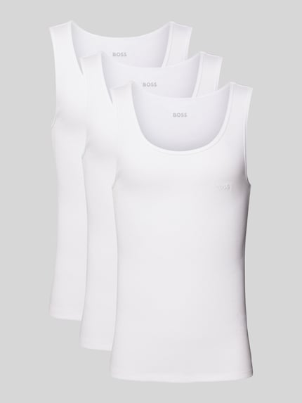 BOSS Tanktop mit Label-Stitching Modell 'ONE' im 3er-Pack Weiss 1