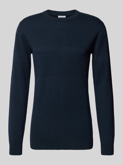 Lindbergh Gebreide pullover met ribboorden Donkerblauw - 2