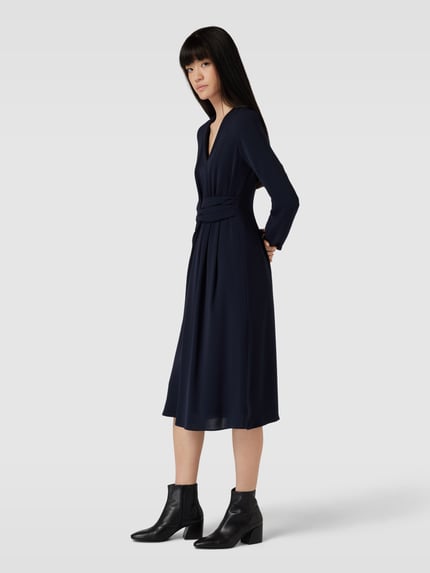 Max Mara Studio Midikleid mit V-Ausschnitt Modell 'MAMMOLA' Dunkelblau 1