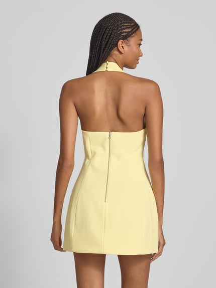 Bardot Cocktailjurk met halter, model 'NEVELLE' Lichtgeel - 5
