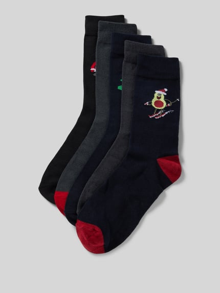 JACK & JONES Socken mit Label-Detail Modell 'XMAS ELEMENTS' im 5er-Pack Marine 1
